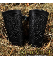 Leather Cuffs Thor's Hammer Mjolnir Vikings Celtic design